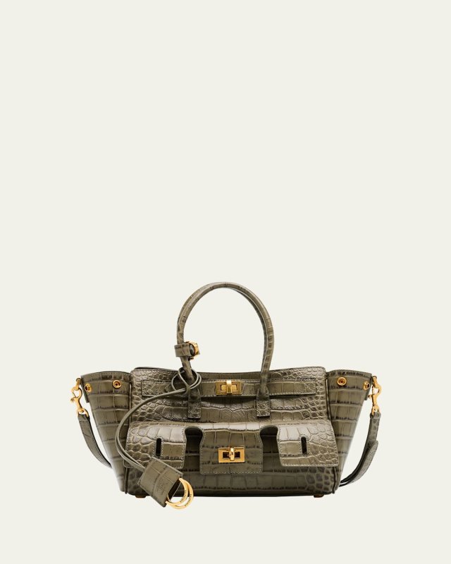 Bel Air Mini Croc-Embossed Leather Crossbody Bag
